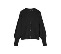 VERO MODA Vmlea Ls V-neck Cuff Cardigan Noos, Maglione Donna, Nero, M