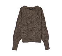 Vero Moda - Cardigan color cioccolato mélange a coste spesse con bottoni-Marrone S