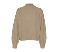 VERO MODA Vmleaf LS Ent-Pullover a Collo Alto Maglione Lavorato a Maglia, Silver Mink/Dettagli: mélange, M Donna