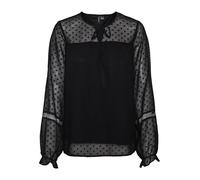 VERO MODA Vmleah LS Lace Top Wvn Ga Noos - Maglia a Maniche Lunghe da Donna, Nero, S