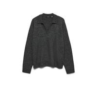 VERO MODA Vmlefile LS Poloneck Maglione Noos, Melange Grigio Medio, S
