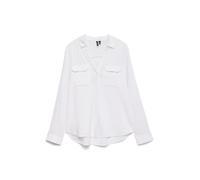 VERO MODA Vmlinn Linen Bumpy LS-Maglietta Wvn Noos Camicia a Maniche Lunghe, Bianco, L Donna