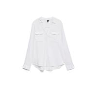 VERO MODA Vmlinn Linen Bumpy LS Shirt Wvn Noos Camicia a Maniche Lunghe, Bianco, M