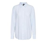 VERO MODA Vmlinn LS Shirt Wvn Noos Maglietta a Maniche Lunghe, Bianco Neve/Strisce: Olga Airy Blue, M Donna
