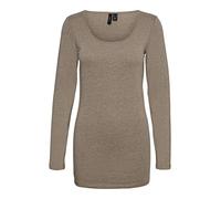VERO MODA Vmmaxi My LS Soft Long U-Neck Ga Noos - Maglia a Maniche Lunghe da Donna, Marrone (Noce/Dettaglio: Light Melange), XXL (EU)