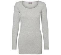 VERO MODA Vmmaxi My LS Soft Long U-Neck Noos, Maglia a Maniche Lunghe Donna, Grigio (Light Grey Melange), 34 (Taglia Produttore: X-Small)