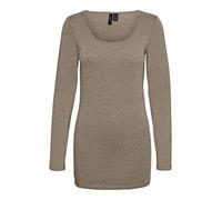 VERO MODA VMMAXI My LS Soft Long U-Neck Noos Maglietta a Maniche Lunghe, Noce/Dettaglio: mélange Chiaro, XL Donna