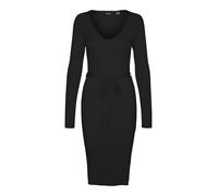 VERO MODA Vmmsaba Rib LS V-Neck Belt Dress Ga Noos, Nero, M