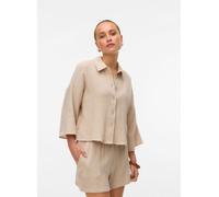 Vero Moda - Vmnatali Crop Shirt Wvn Noos Grigio - Abbigliamento L Grigio