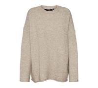 VERO MODA Vmnoelle Ga Boo-Pullover con Scollo Rotondo Maglione Lavorato a Maglia, Visone Argento/Dettaglio: Melange, XS Donna