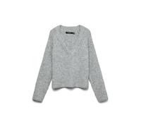 VERO MODA Vmnovah Rib LS V-Neck Pullover Noos, Melange Grigio Medio, XS