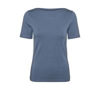 Vero Moda VMPANDA - Maglietta da Donna, in Tinta Unita, Elasticizzata, a Maniche Corte, con Scollo a Sottomarino, Blu Porcellana, M