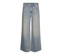 VERO MODA Vmremy Li3117-Jeans Mr Wide Jeans Larghi, Denim Blu Medio. Dettagli: Stampato, 32W x 32L Donna