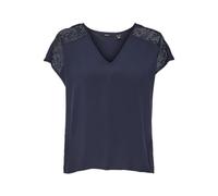 VERO MODA Vmrusk Lace V-Neck SS Wvn Ga Top da Donna, Blazer Blu Marine, M