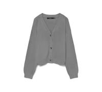VERO MODA Vmsaba Full Needle LS V-Neck Cardi Noos, Melange Grigio Medio, L
