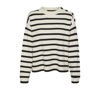 VERO MODA Vmsaba LS O-Neck Button Pullover Ga Noos Maglione, Betulla/Strisce: Nero, M Donna