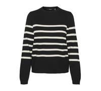 VERO MODA Vmsaba Plain LS O-Neck Pullover Ga Noos Maglione Lavorato a Maglia, Grigio Chiaro mélange/Strisce: Betulla, M Donna