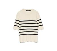 VERO MODA VMSABA Plain SS O-Neck Pullover GA Noos, Betulla/Strisce: w Black, M
