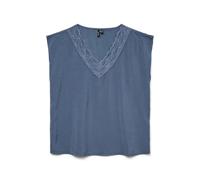 VERO MODA Vmsafa SL V-Neck Lace Top Wvn Ga Noos, Blu Porcellana, M