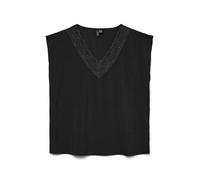 VERO MODA Vmsafa SL V-Neck Lace Top Wvn Ga Noos, Nero, L