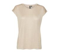 VERO MODA Vmsarah AVA SS Top Jrs Noos Camicia a Maniche Corte, Argento Mink/Dettagli: Oro Lurex, M Donna