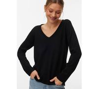 VERO MODA Pullover Donna Aderente Scollo a V Maniche Lunghe Polsini a Costine, Colore:Nero-2, Taglia:S