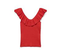 VERO MODA Vmsilje SL Ruffle Top Ga Noos, Rosso-Fiery Red, M Donna