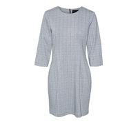 VERO MODA Vmsilva 3/4 SL Short Dress Mini Abito, Black/Detail:Snow Whtie Herringbone, L Donna
