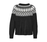 VERO MODA Vmsimone LS Nordic Pullover Ga Rep Boo Maglione Lavorato a Maglia, Nero/Dettaglio: Betulla, XS Donna