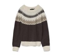 VERO MODA Vmsimone LS Nordic Pullover Ga Rep Boo, Torta al Cioccolato, S Donna