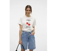Vero Moda - VMSONYA METTE SS TOP BOX JRS GA CHERRY Bianco - Abbigliamento XS Bianco