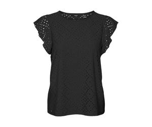 Vero Moda Vmtassa SL Frill Top Noos T-Shirt, Nero, M Donna