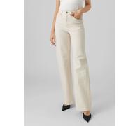 Vero Moda - Vmtessa Hr Wide Jeans Ecru Ga Noos Bianco - Abbigliamento 27 X 30 Bianco