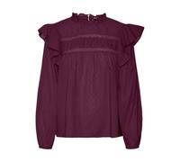 VERO MODA Vmtrine LS Lace Top Wvn Ga Noos, Winetasting, S Donna