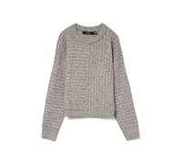 VERO MODA Vmuranus LS Oneck Ga BF-Pullover Cropped Maglione Lavorato a Maglia, Grigio Chiaro mélange/Dettaglio: w. MGM, M Donna