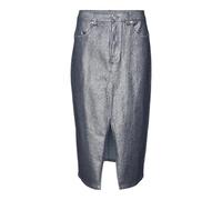 VERO MODA Vmveri HR Calf DNM Vi2464-Gonna da Donna Gonna Midi, Denim Blu Medio. Dettagli: Rivestimento Argento