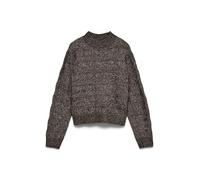 Maglia a trecce collo alto Marrone M Tinta unita