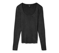 VERO MODA Vmwillow Pointelle LS U-NCK Maglione Boo, Nero, XS