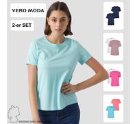 Vero Moda Women 2er Pack Monocromatiche T-Shirt Basic Girocollo Top VMPAULA NUOV