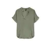 VERO MODA Top da Donna Stile Casual con Scollo a V e Polsini arrotolati, Camicia a Maniche Corte, Colore:Verde-2, Taglia:L