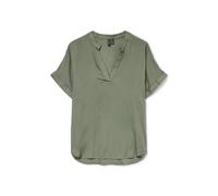 VERO MODA Top da Donna Stile Casual con Scollo a V e Polsini arrotolati, Camicia a Maniche Corte, Colore:Verde-2, Taglia:M