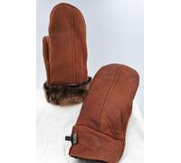 Vero pelle di Pecora Montone Guanti a Manopola Unisex, Aged Cognac Marrone S-2XL