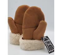 Vero pelle di Pecora Montone Guanti a Manopola Unisex Marroncino Camoscio S-2XL