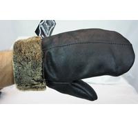 Vero pelle di Pecora Montone Guanti a Manopola Unisex Marrone/Marrone Ash S-2XL