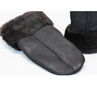 Vero pelle di Pecora Montone Guanti a Manopola Unisex Nero/Marrone Scuro S-2XL