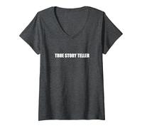 Vero Story Teller Maglietta con Collo a V, Donna, Grigio Scuro, S