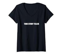 Vero Story Teller Maglietta con Collo a V, Donna, Nero, S