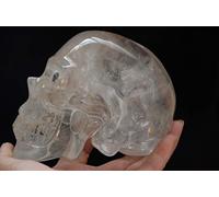 Vero tibetano himalayano ad alta quota cristallo trasparente teschio di quarzo scheletro realistico intaglio spirituale da 4,13 pollici decorazione della stanza