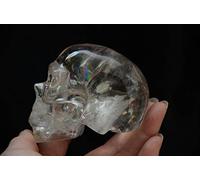 Vero tibetano himalayano ad alta quota trasparente arcobaleno cristallo quarzo teschio scheletro realistico intaglio 3,22 pollici spirituale decorazione della stanza
