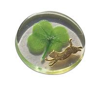 Vero trifoglio a quattro foglie, gettone tascabile di buona fortuna, conservato, 3,2 cm (Inclusa Silhouette gatto in metallo)